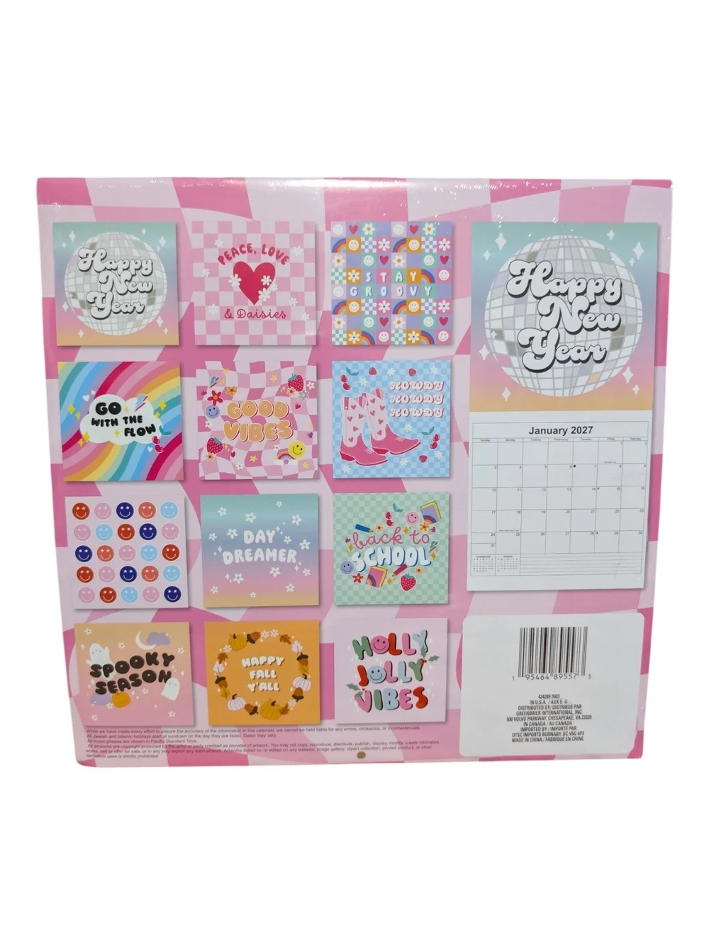 Groovy Times 2027 Pink Monthly Calendar